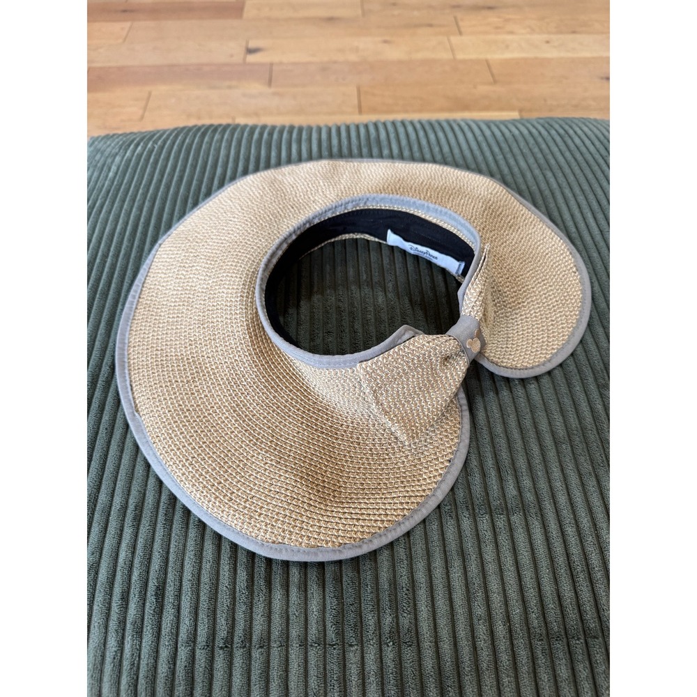 Disney Parks Straw‎ Visor Hat Mickey Bow Sun Beach Cap Adjustable
